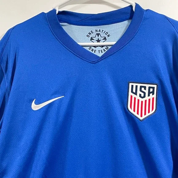 Nike USMNT 2024 Away Soccer Jersey Mens XL Blue Red Long Sleeve Dri-FIT USA NEW